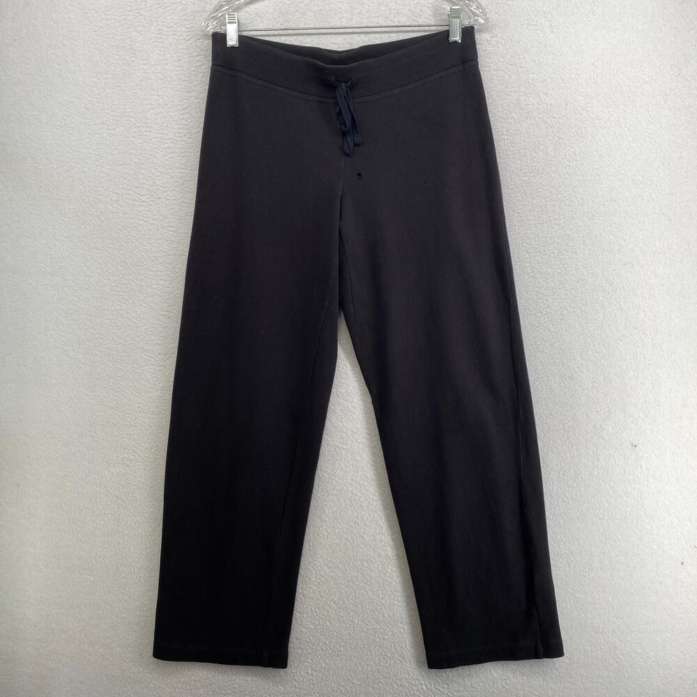 EILEEN FISHER Pants PS Heavy Brushed Terry Cotton Full Length Straight Black